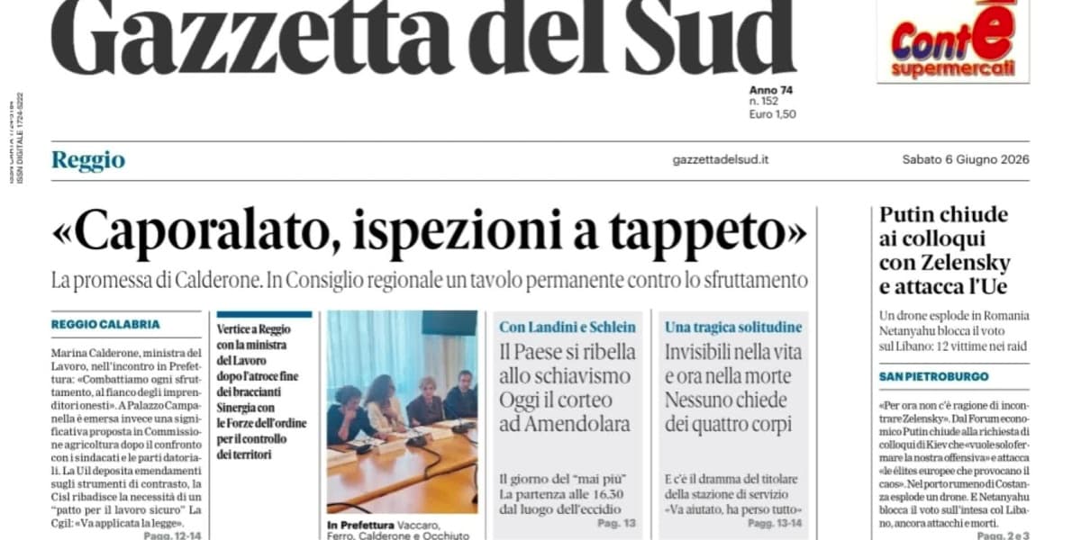 Rassegna stampa 06-06-2026 edizioni Calabria