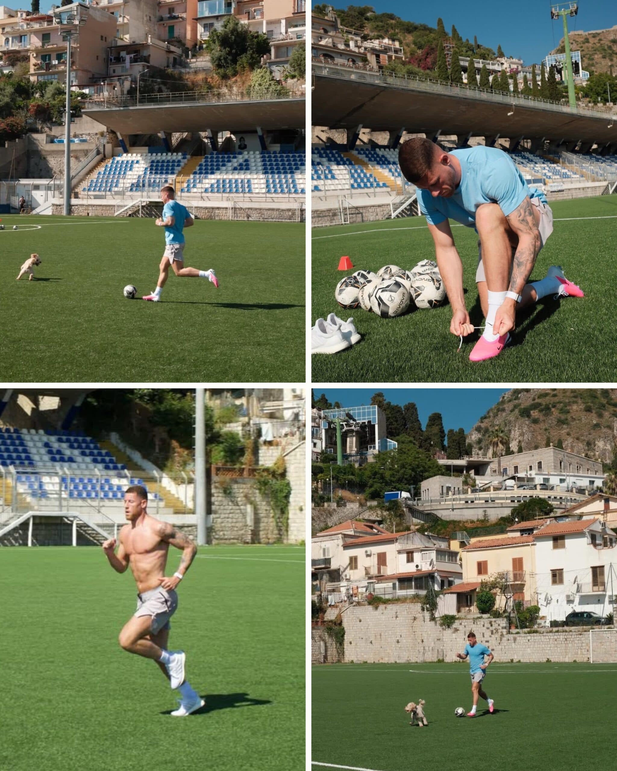 Ross Barkley sceglie Taormina: l'inglese dell'Aston Villa si allena al «Bacigalupo» (col cane)