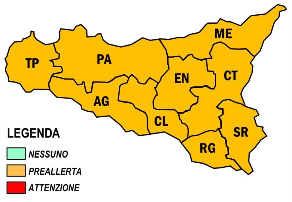 Maltempo, in Sicilia scatta l'allerta arancione per domani