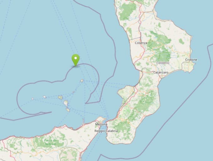 Scossa di terremoto 3.4 nel Tirreno meridionale tra le Eolie e la Calabria
