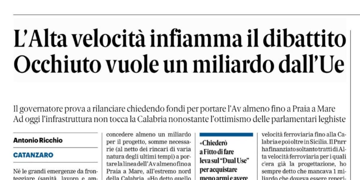 Rassegna stampa 01-07-2026 edizioni Calabria