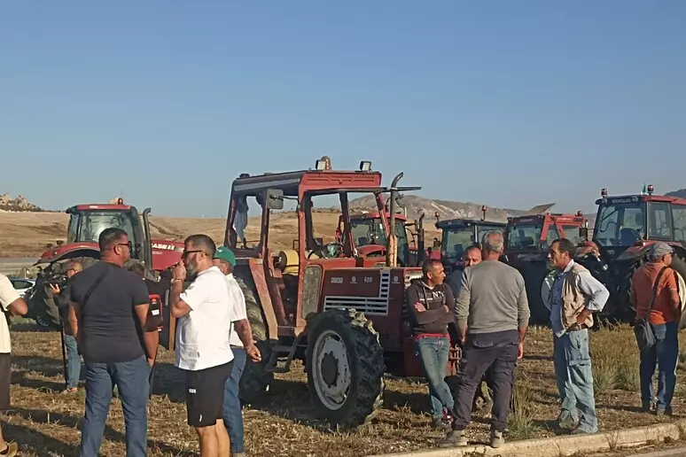In Sicilia protesta degli agricoltori con i trattori contro il caro-carburante