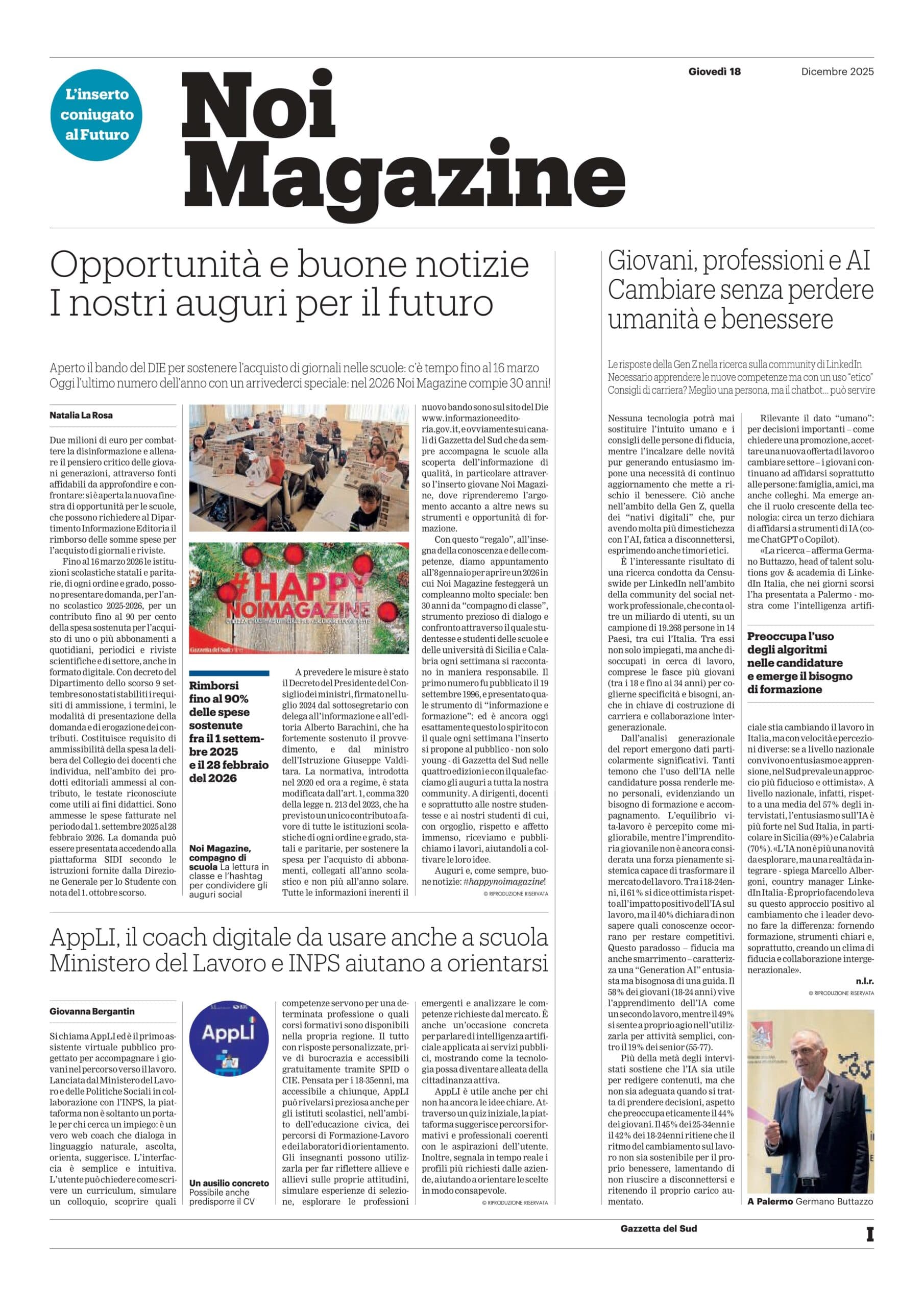 Gli auguri tra buone notizie e opportunità per i giovani: arrivederci al 2026 e #HappyNoiMagazine!
