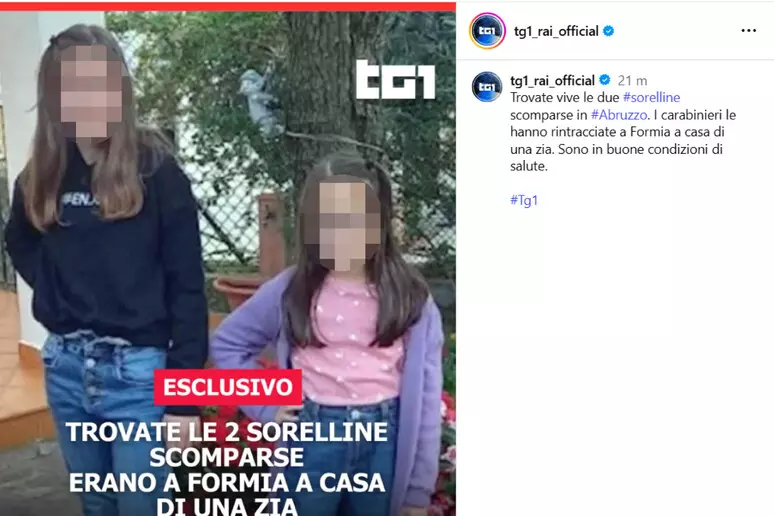 Sorelle ritrovate dopo 15 giorni: fermati la madre, il compagno e il nonno. Il papà: «Ora inizia una nuova vita»