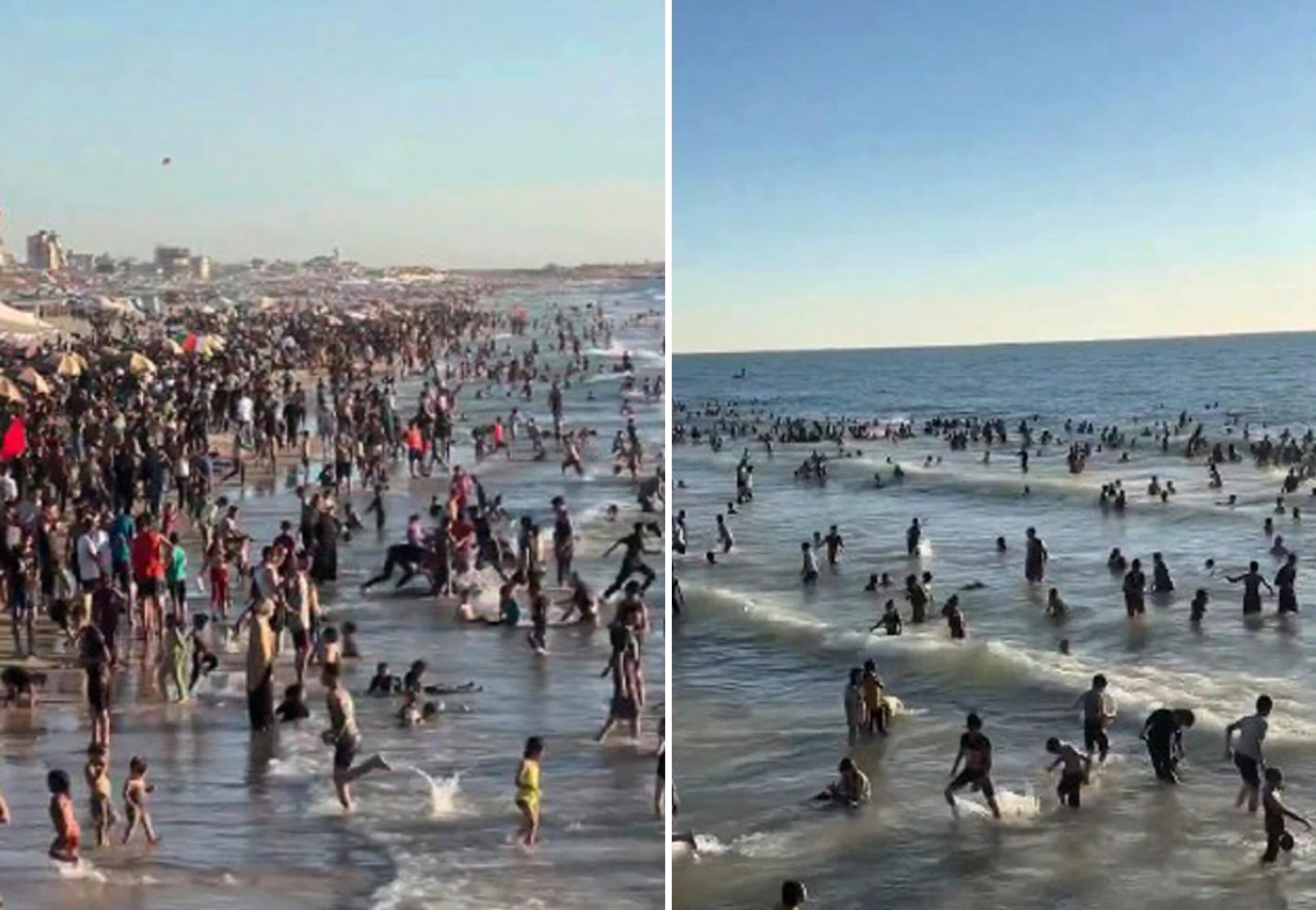 Gaza, video di famiglie e bambini in spiaggia all'ombra delle macerie
