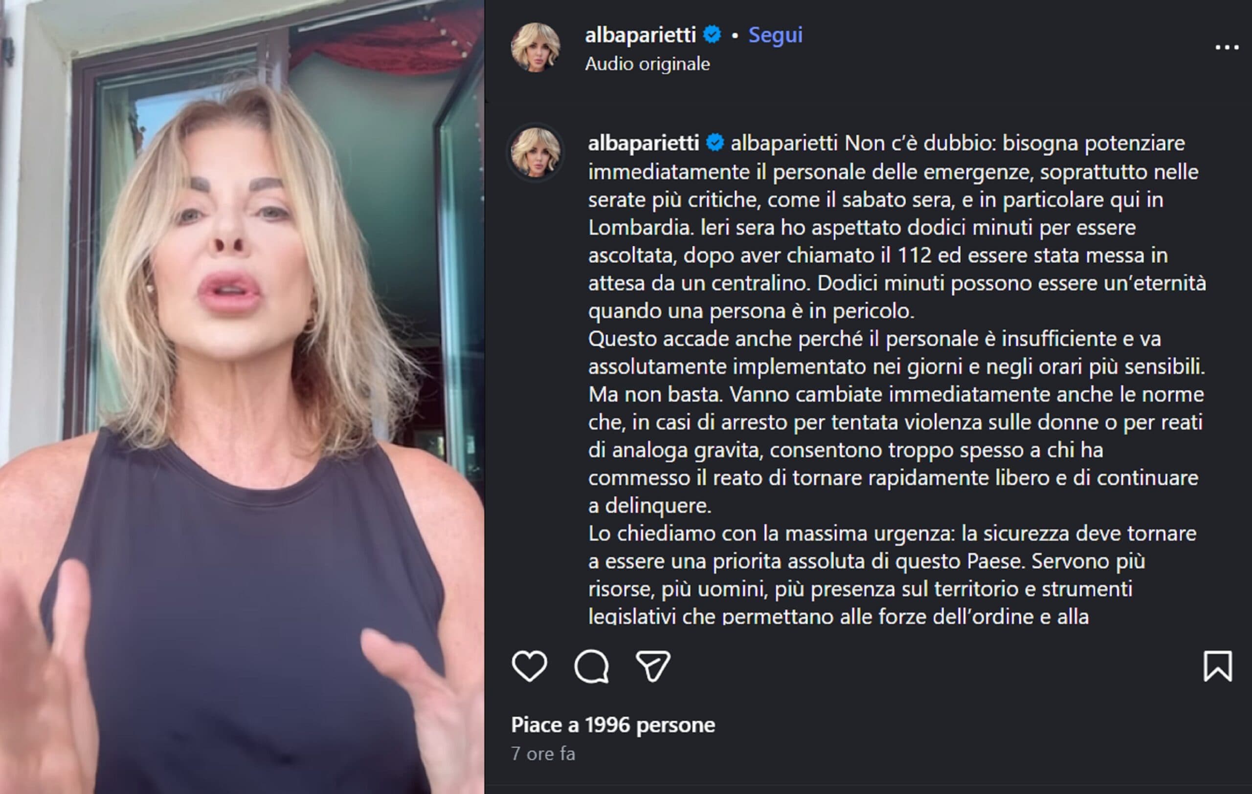 Alba Parietti, paura a Milano: «Un ragazzo si è buttato sotto la mia auto per gioco»